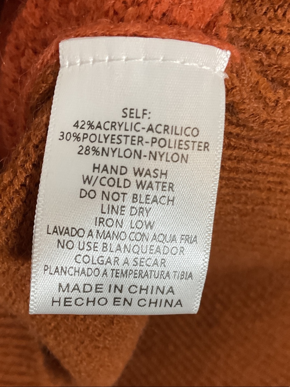 &Merci Turtleneck Floral Leaf Appliqué Patchwork Sweater in Rust & Cream Large - Picture 10 of 15